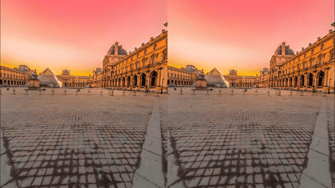 Louvre at Sunrise with Virtual Reality