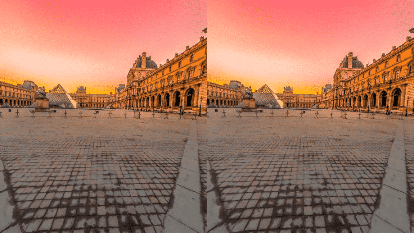 Louvre at Sunrise with Virtual Reality