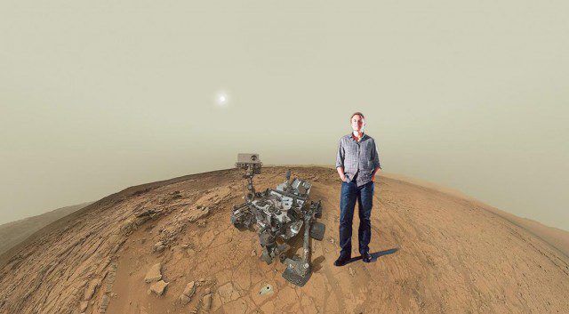 Elon Musk on Mars with Curiosity Self-portrait