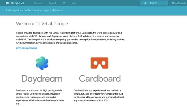 Google VR Developers Site