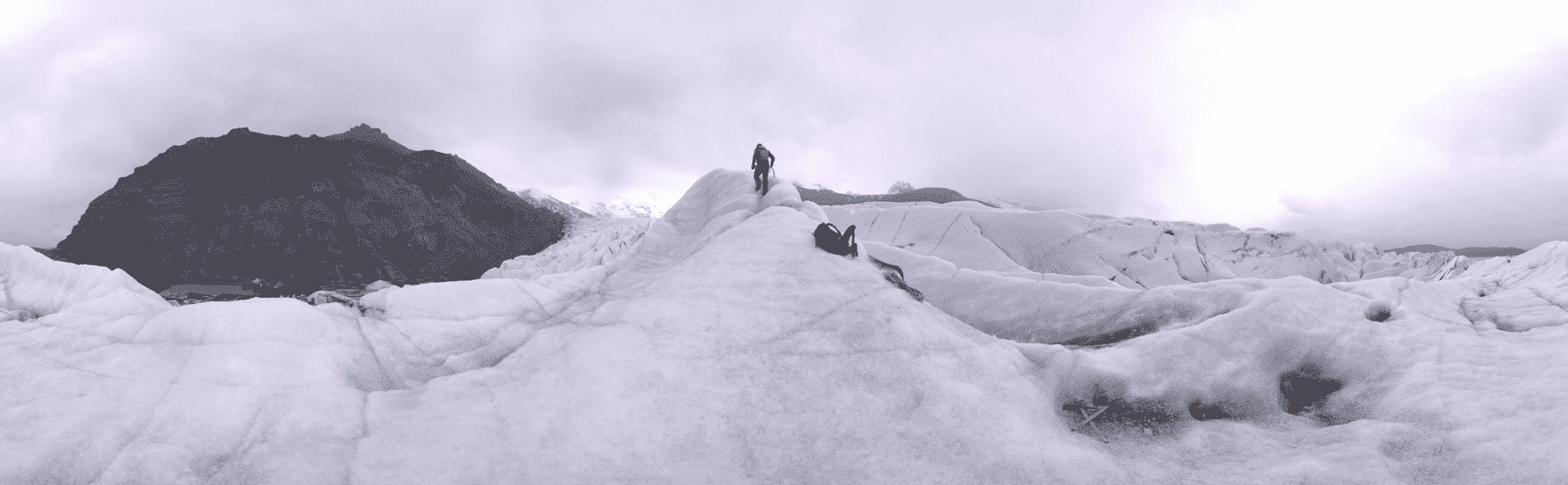 VR and Cinema - example scene of climber on Icelandic glacier