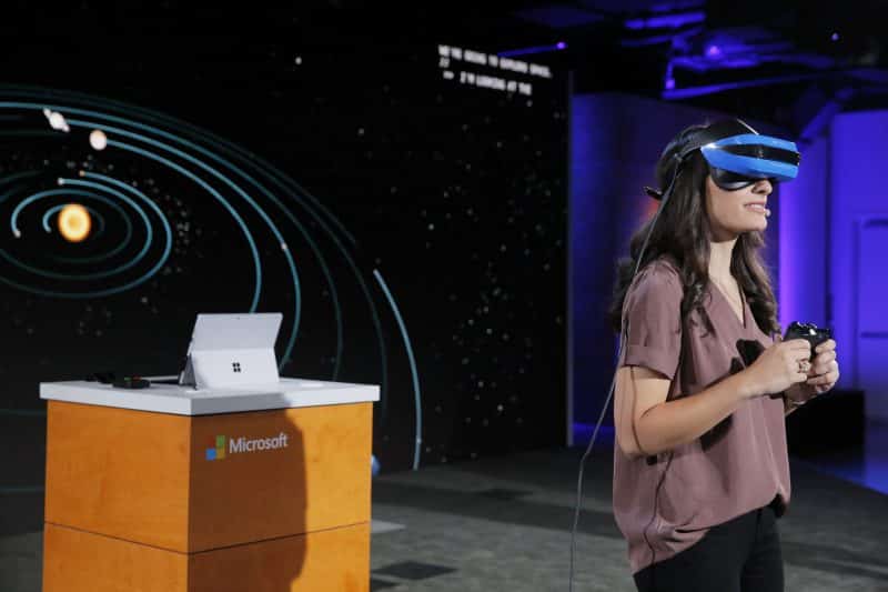 Microsoft's new VR headset with the view mixed reality feature.