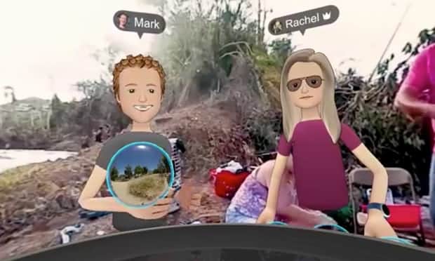 Zuckerberg and Franklin using Social VR to "teleport" to Puerto Rico