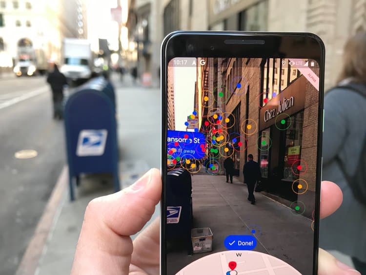 AR Google Maps screen