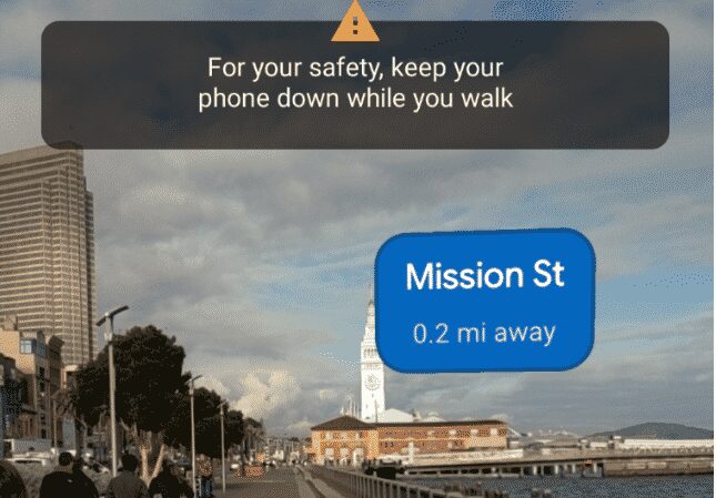 Warning message in AR Google Maps