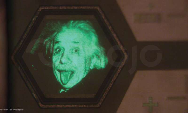 The face of Einstein in Mojo Vision's AR contact lenses display