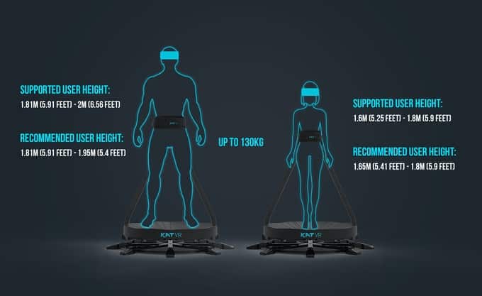 The kat Walk C VR Treadmill comes in two sizes for different body types.