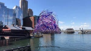 AR Liberty Bell artwork at the site of the Boston Tea Party by Nancy Baker Cahill