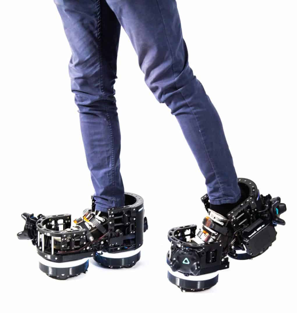 Ekto VR boots, a bulky prototype for the future.