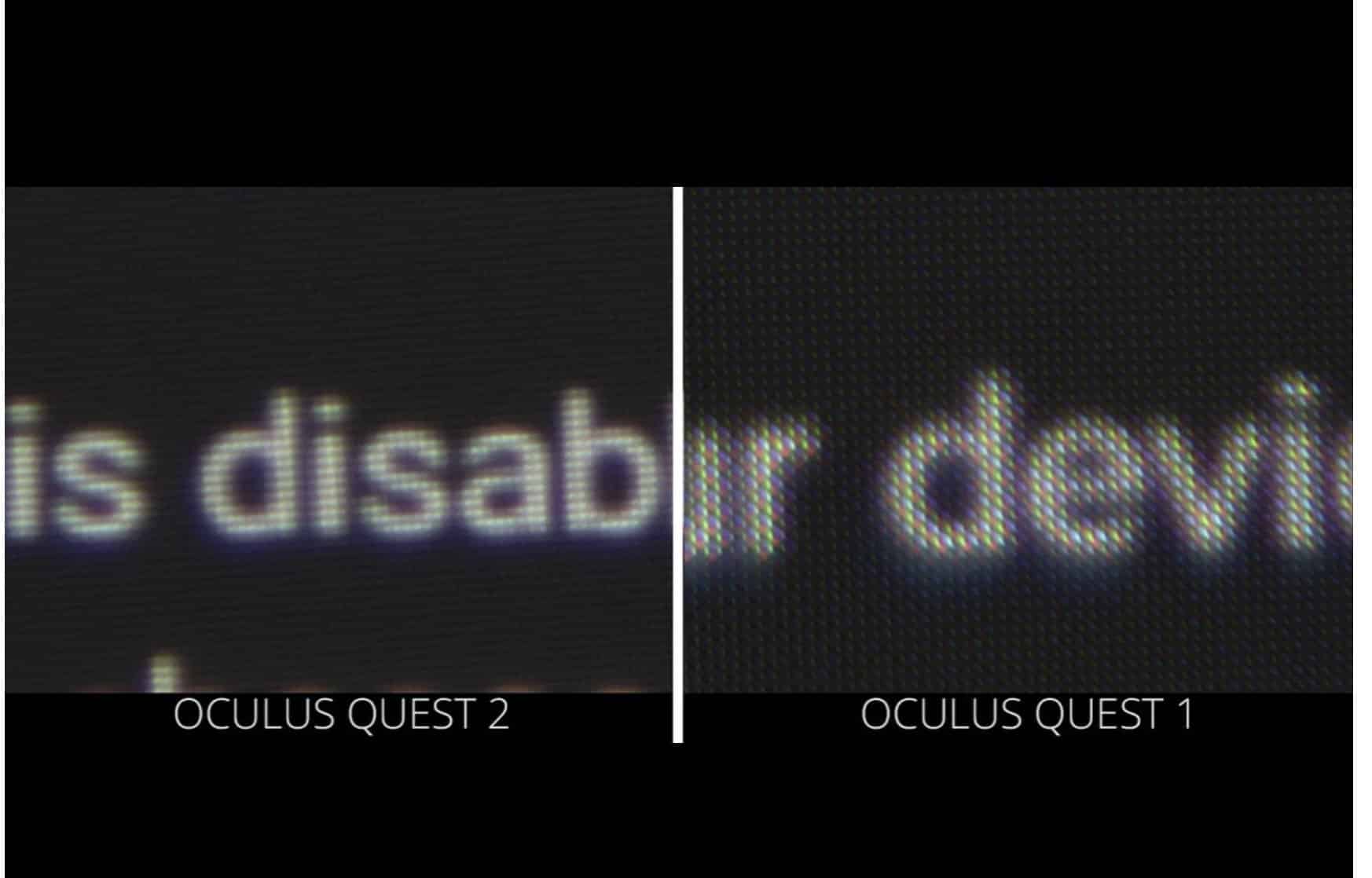 Comparison of the displays in the Oculus Quest 1 and Quest 2.