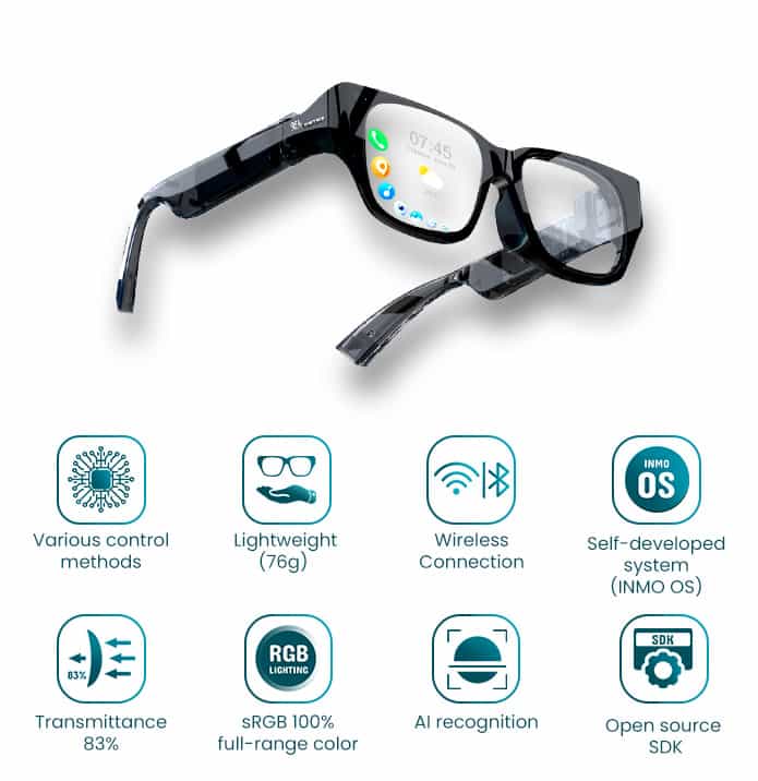 specs and features of the new AR Glasses on Indiegogo. 