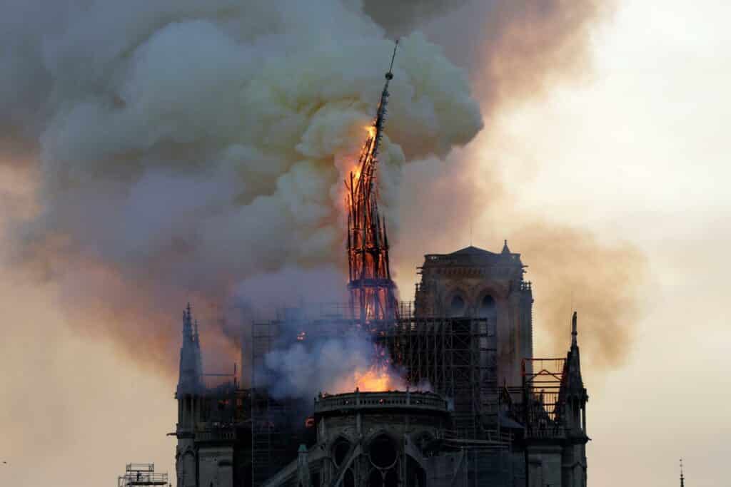 Notre Dame fire in 2019.