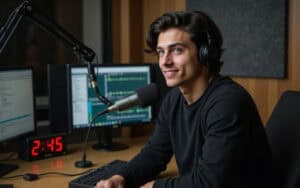 Replace humsnd with AI? An AI-generated image of one of Off Radio Kraków's new AI presenters Jakub “Kuba” Zieliński . (Supplied: Off Radio Kraków)
